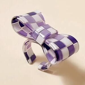 Purple Checkered Acrylic Bow Ring
